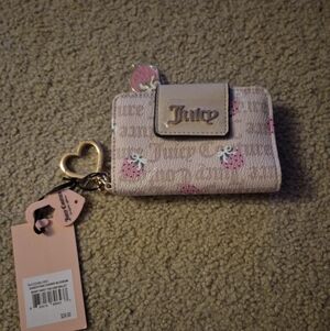 Juicy Couture Sandstone/Cherry Blossom Berry Sweet Tab Card Wallet NWT